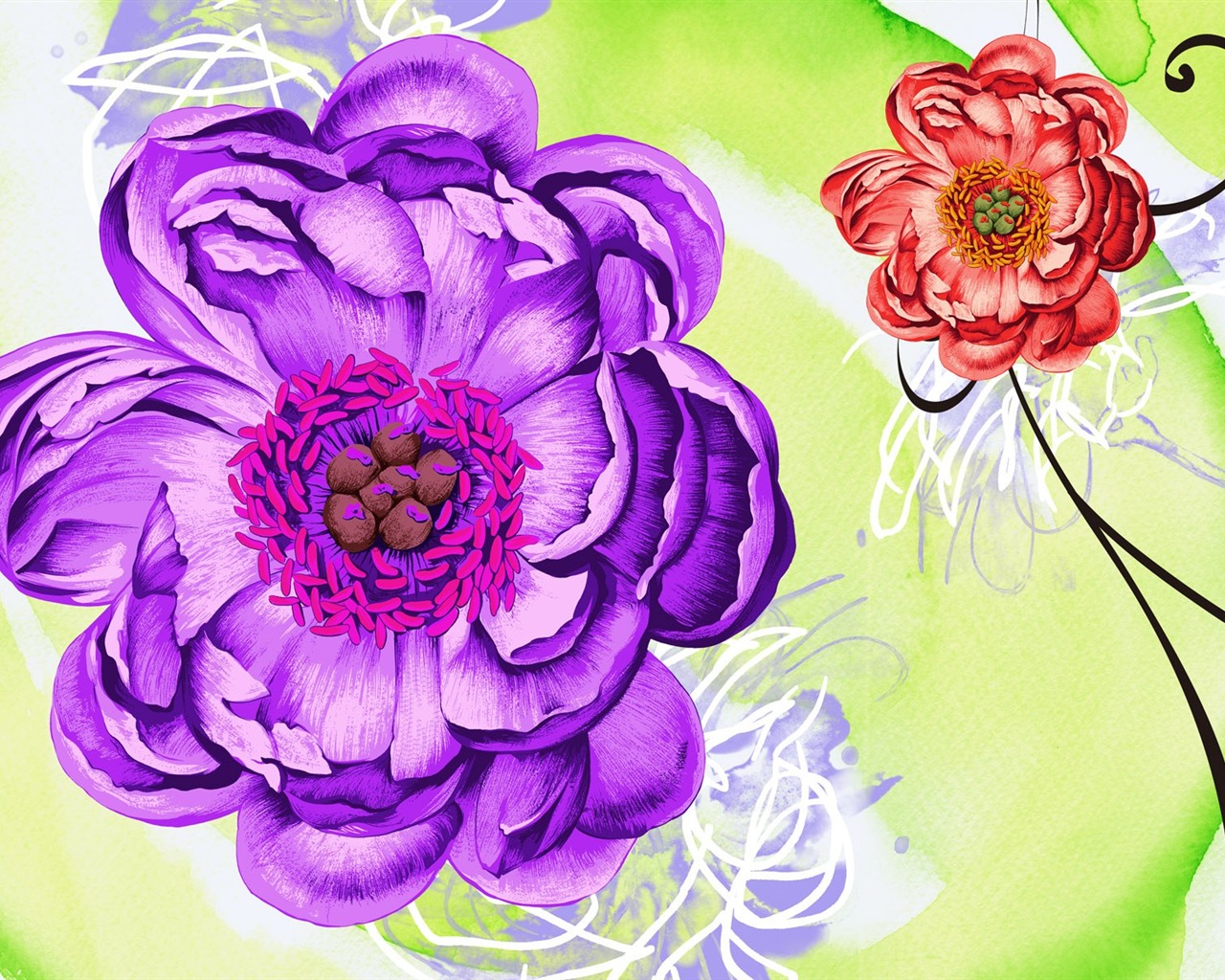 Květinová wallpaper ilustrace design #4 - 1280x1024