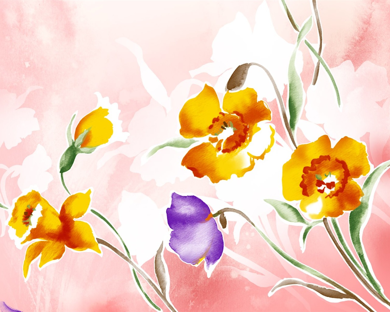 Blumentapete Illustration Design #22 - 1280x1024