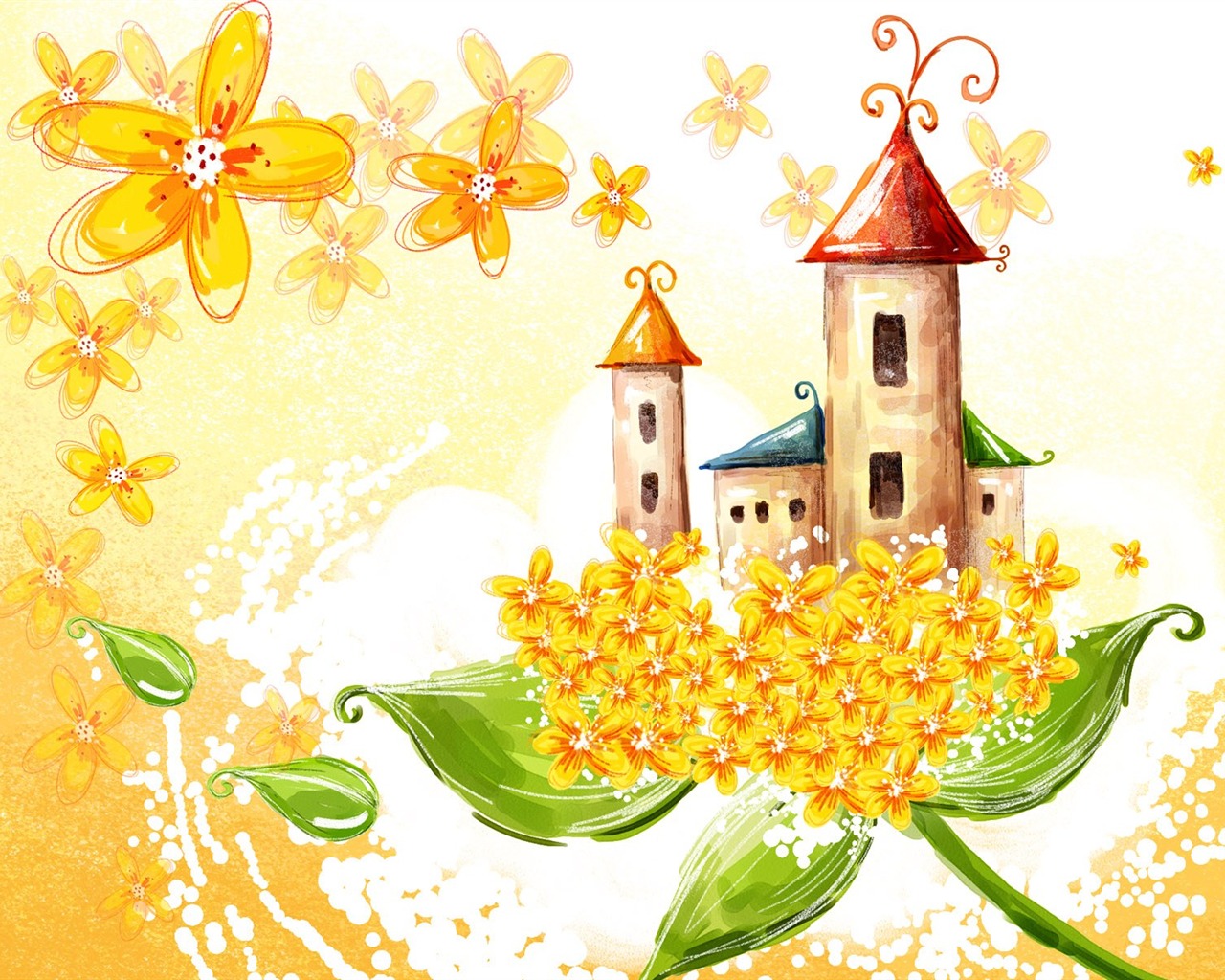 Blumentapete Illustration Design #27 - 1280x1024