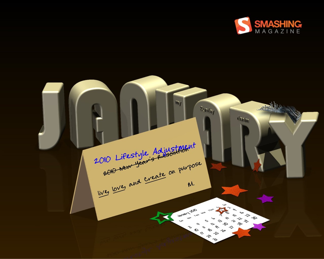 January 2010 Calendar Wallpaper #16 - 1280x1024