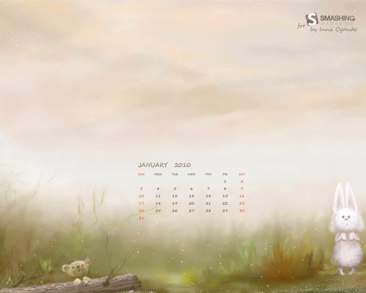 Januar 2010 Kalender Wallpaper #30 - 1280x1024