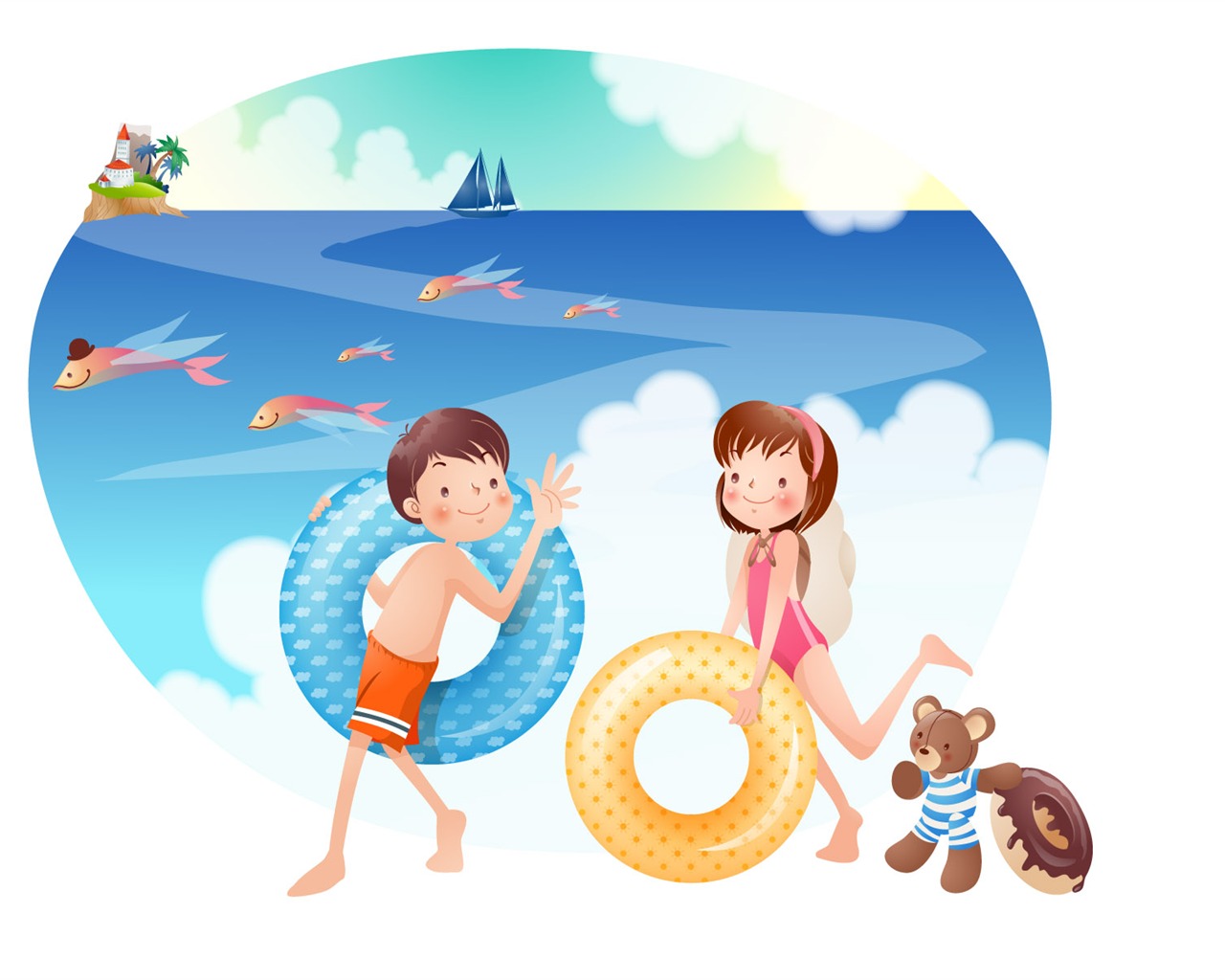 Happy Summer vector wallpaper (2) #3 - 1280x1024