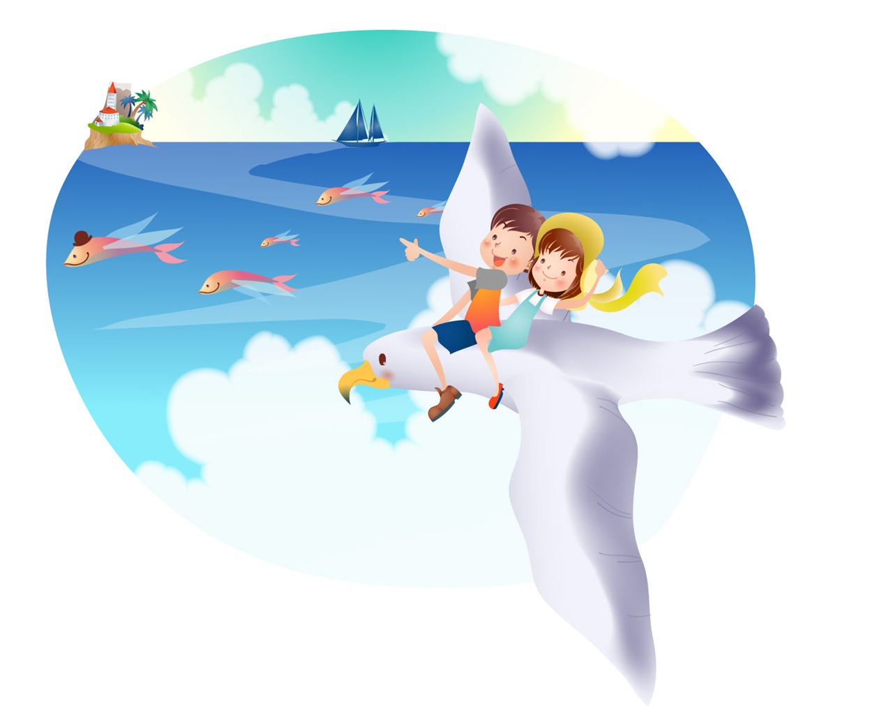 Happy summer vector wallpaper (2) #6 - 1280x1024