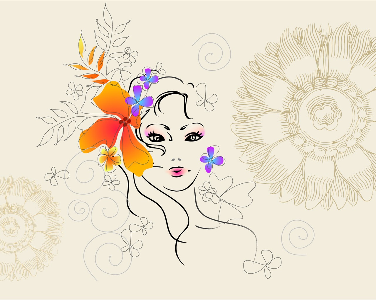 Vector woman wallpaper album (1) #14 - 1280x1024