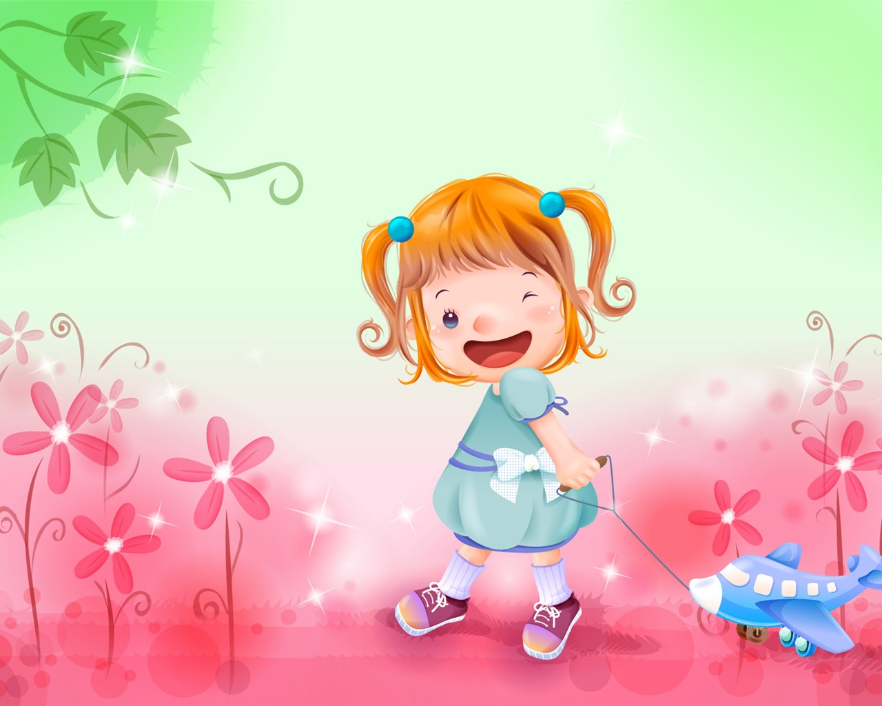 Vector happy childhood Wallpaper (1) #1 - 1280x1024