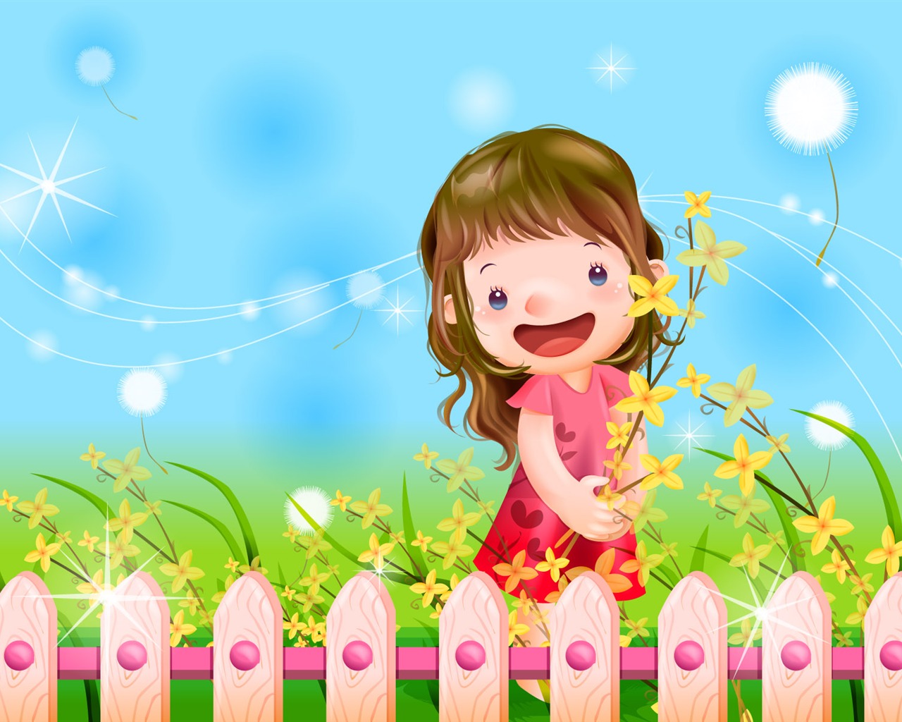 Vector happy childhood Wallpaper (1) #4 - 1280x1024