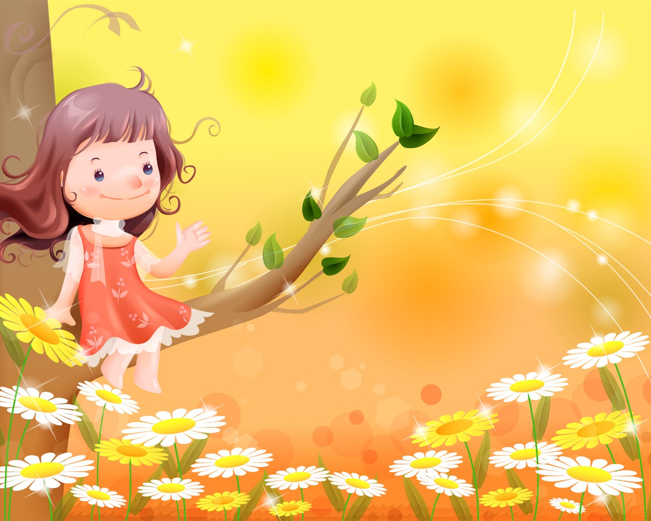 Vector happy childhood Wallpaper (1) #10 - 1280x1024