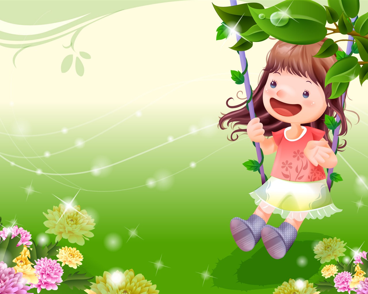 Vector happy childhood Wallpaper (2) #6 - 1280x1024
