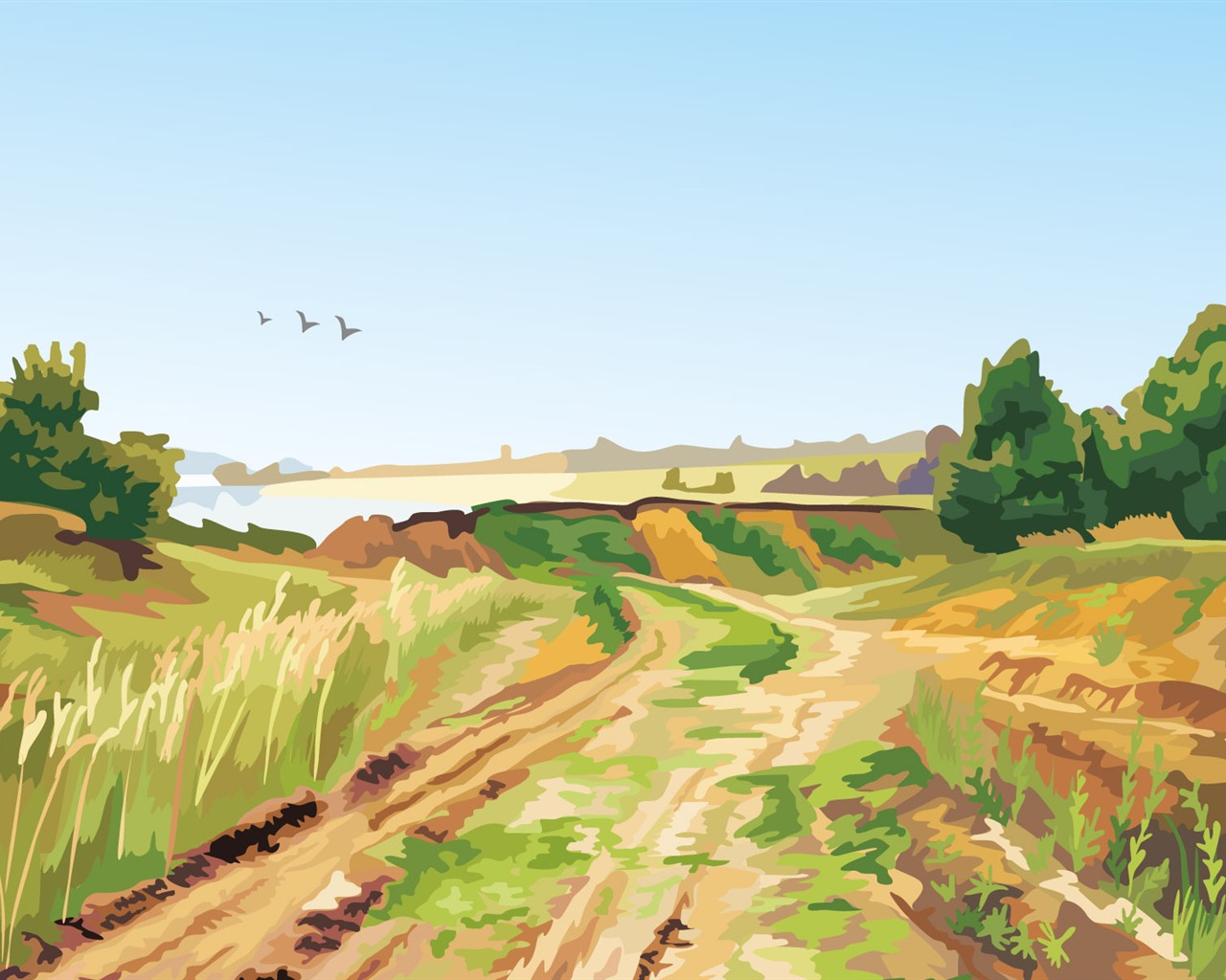 Tapety Vektorové Krajina (2) #3 - 1280x1024