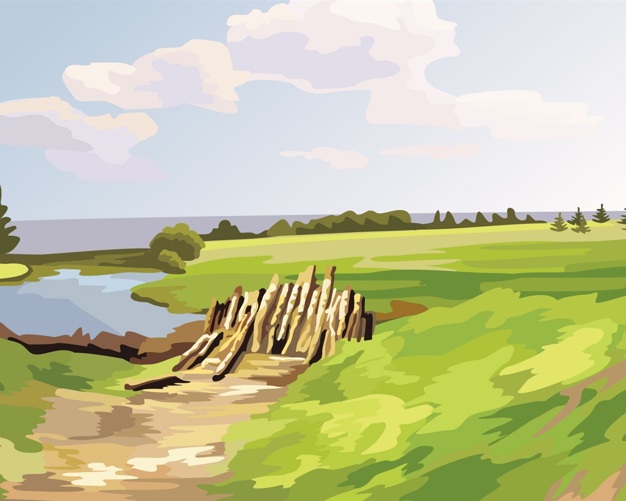 Tapety Vektorové Krajina (2) #11 - 1280x1024