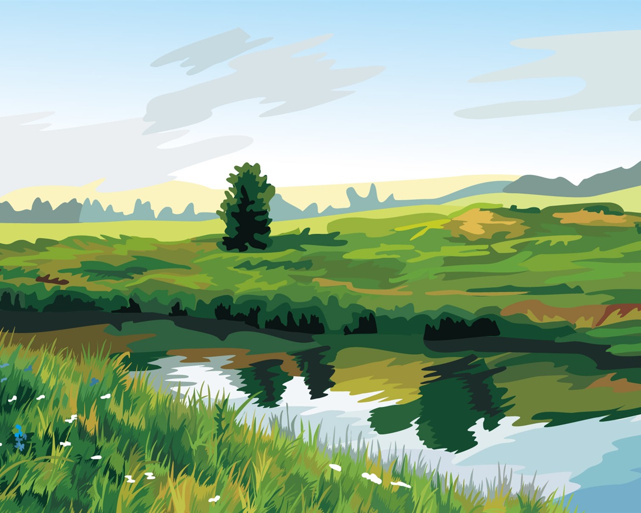 Tapety Vektorové Krajina (3) #1 - 1280x1024