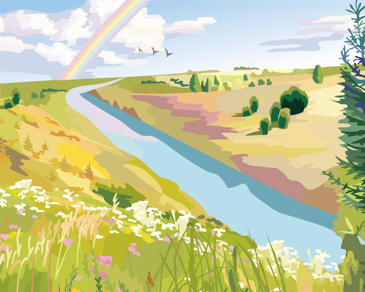 Tapety Vektorové Krajina (3) #17 - 1280x1024