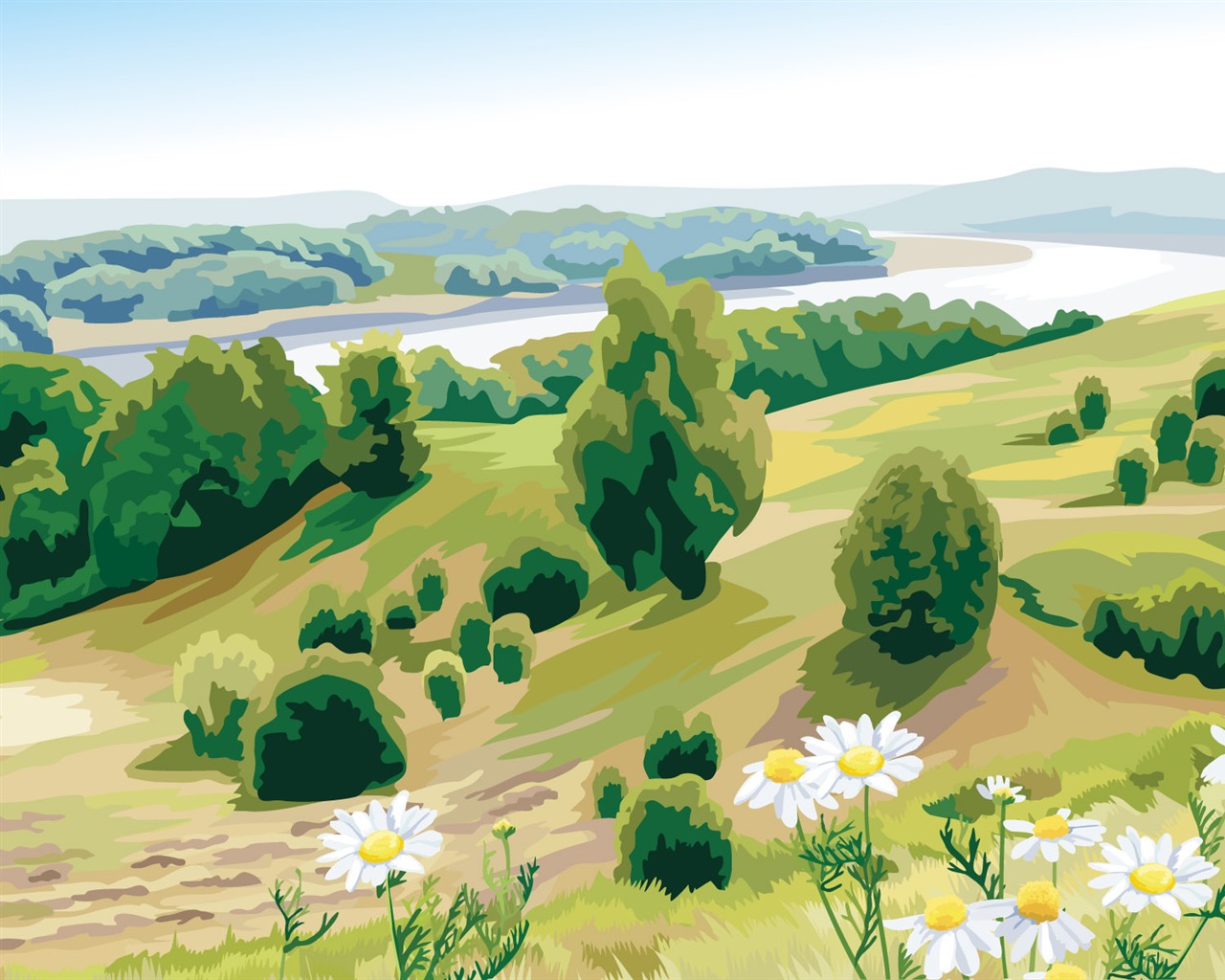 Tapety Vektorové Krajina (4) #20 - 1280x1024