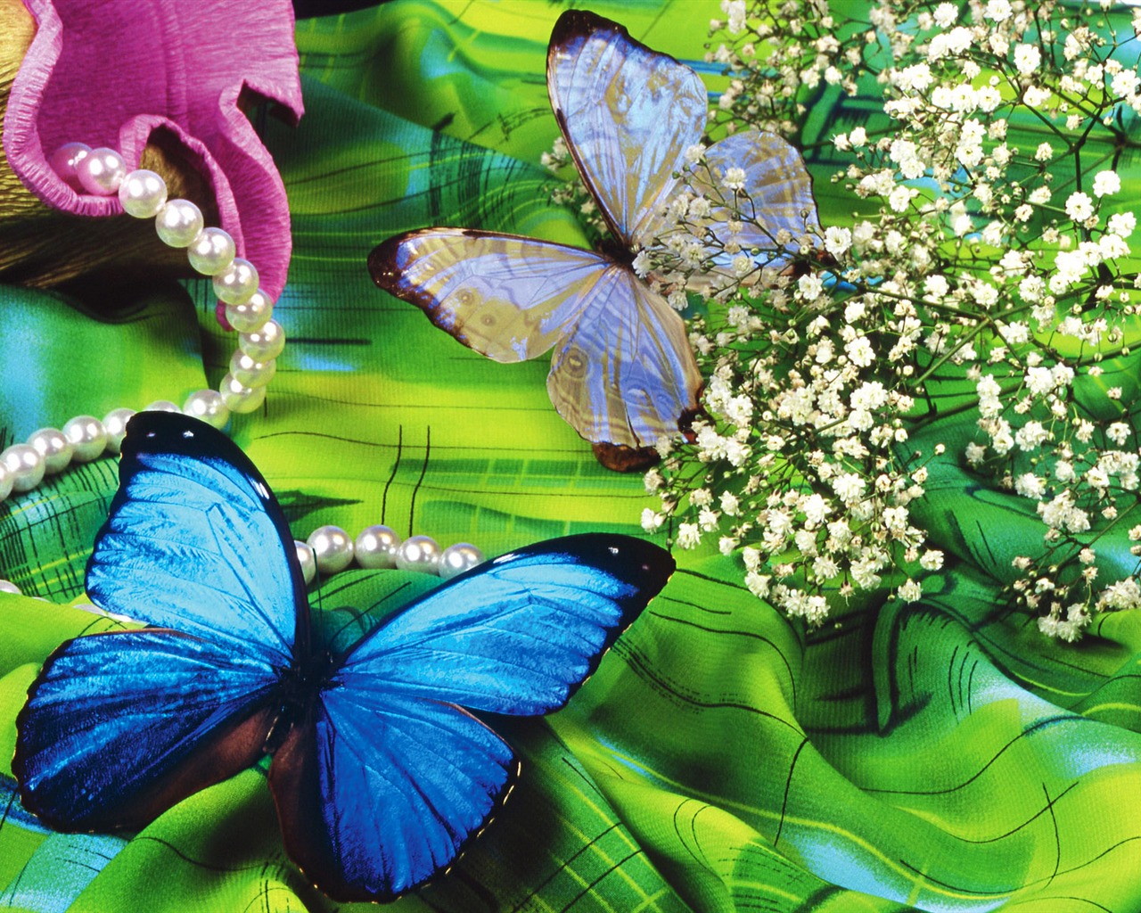Papillons et fleurs album papier peint (1) #18 - 1280x1024