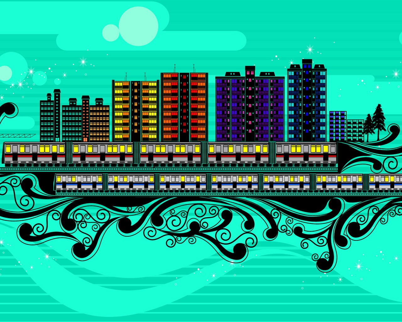 Vector pattern urban wallpaper (1) #14 - 1280x1024