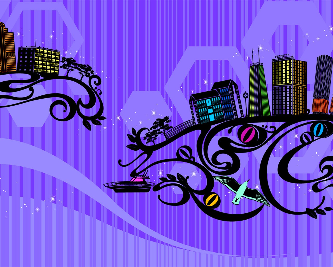 Vector pattern urban wallpaper (2) #4 - 1280x1024