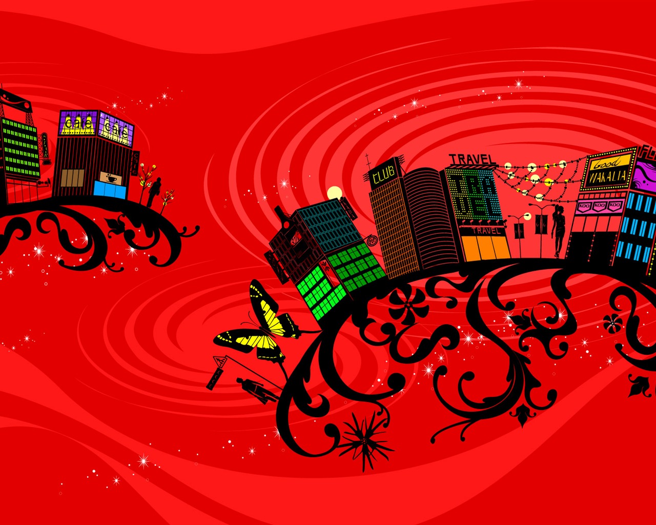 Vector pattern urban wallpaper (2) #19 - 1280x1024