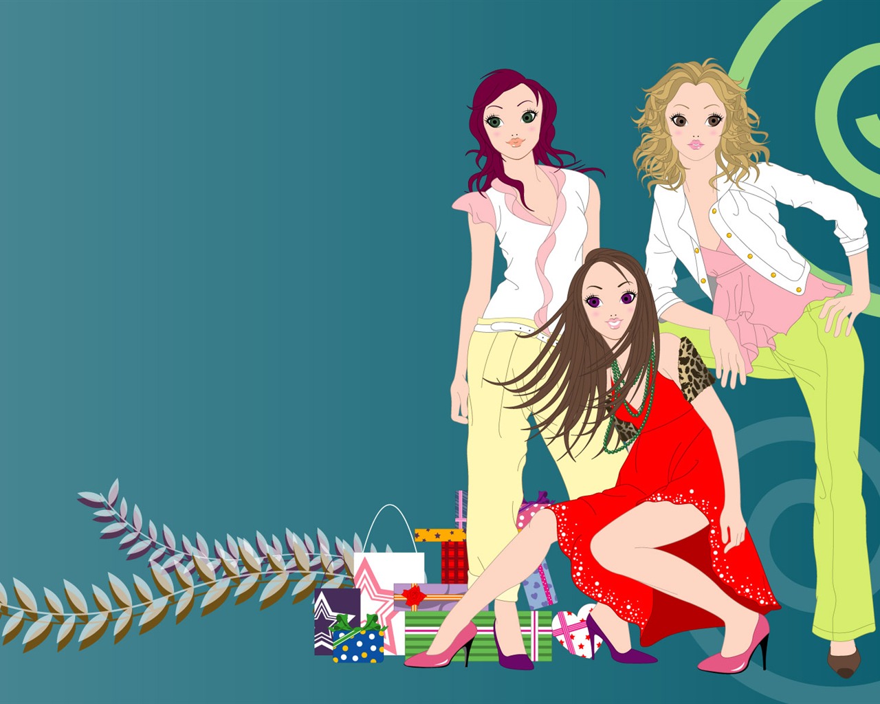 Vector urban women wallpaper (1) #11 - 1280x1024