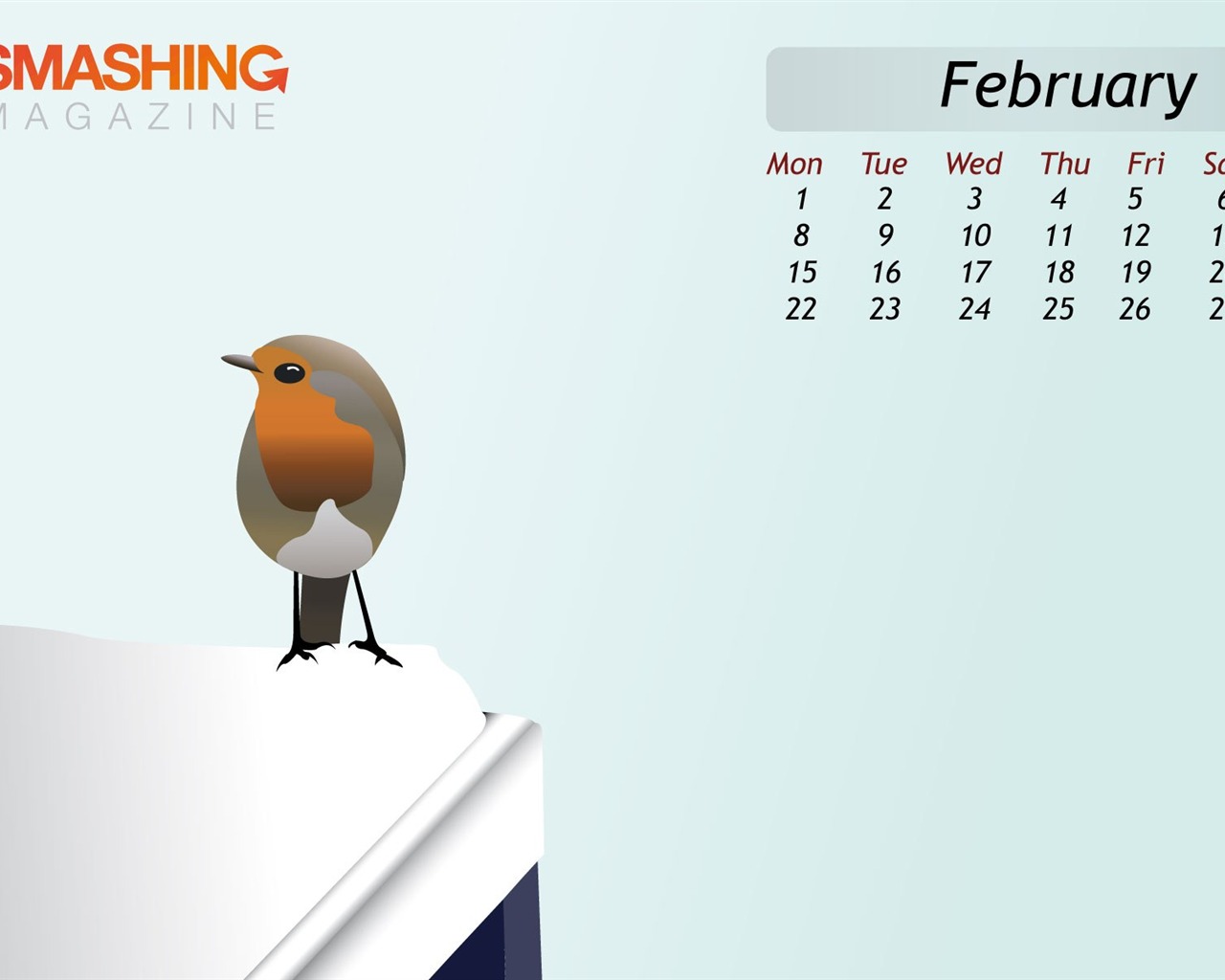 Februar 2010 Kalender Wallpaper kreative #3 - 1280x1024