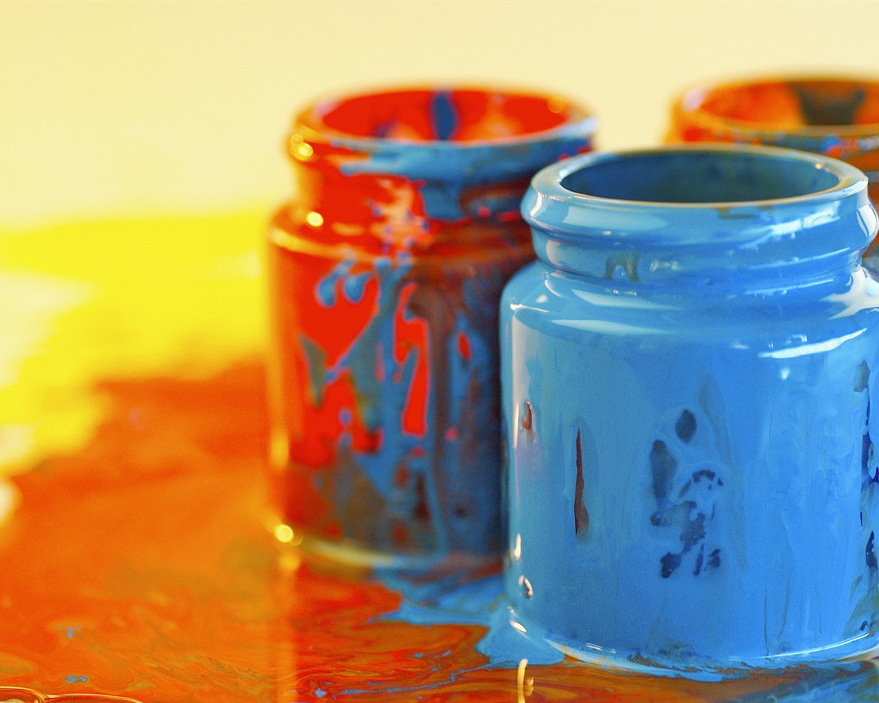 Colorful wallpaper paint brushes (1) #15 - 1280x1024