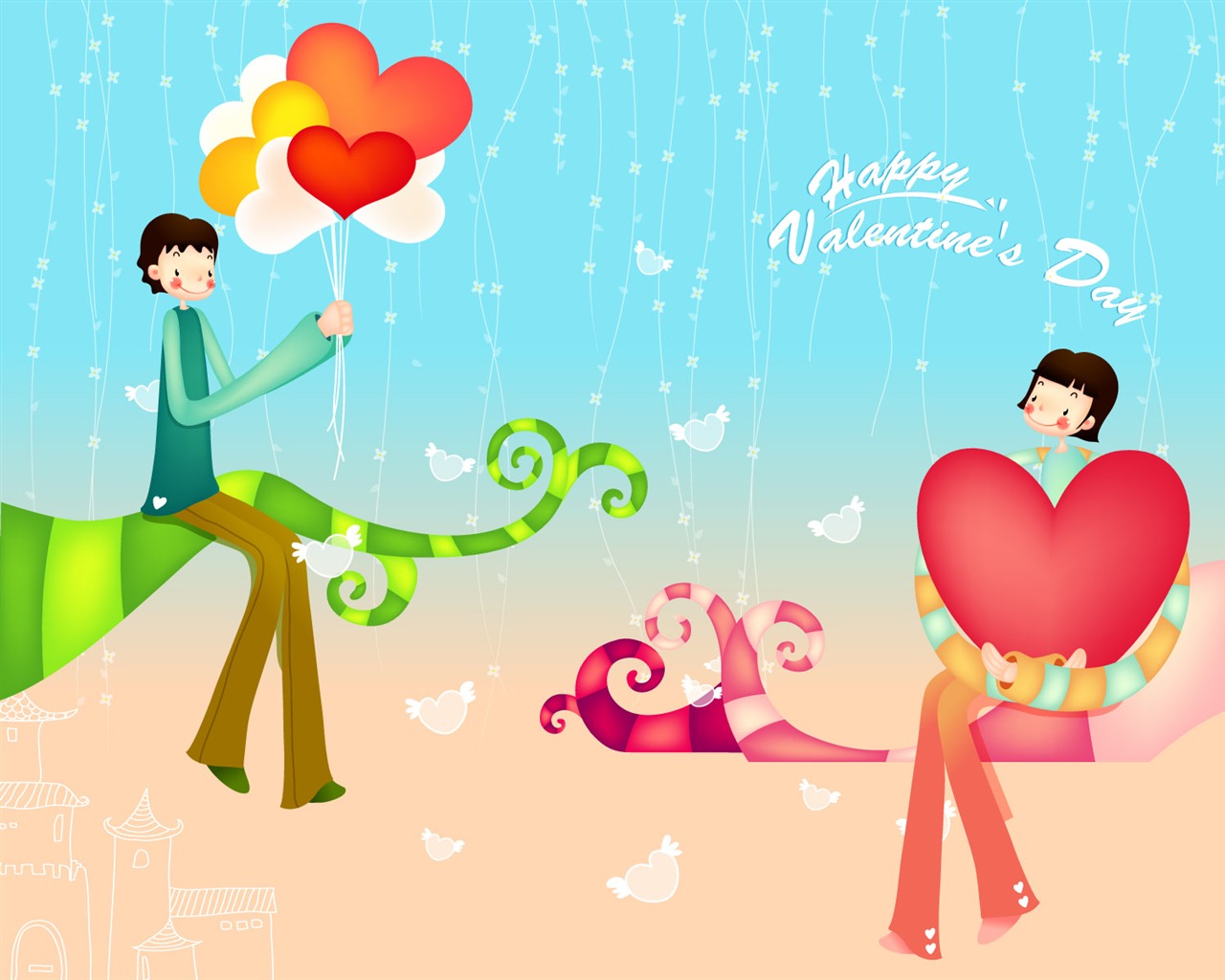 Vektorové Valentýna #1 - 1280x1024