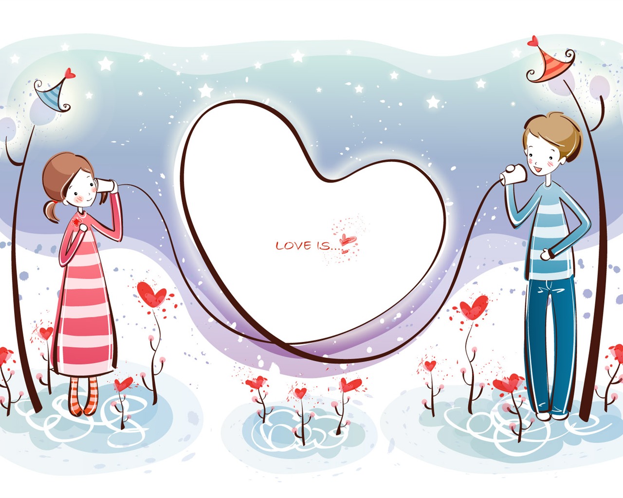 Kreslený Valentýna Tapety na plochu (1) #1 - 1280x1024