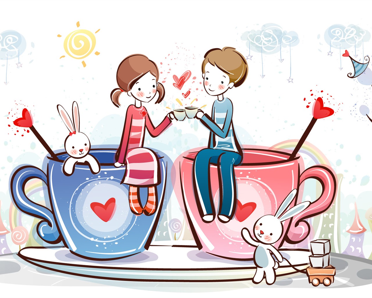 Cartoon Valentine's Day wallpapers (2) #1 - 1280x1024