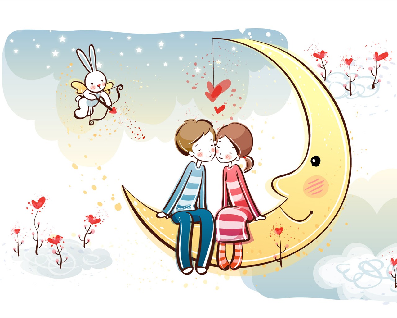 Cartoon Valentine's Day wallpapers (2) #2 - 1280x1024