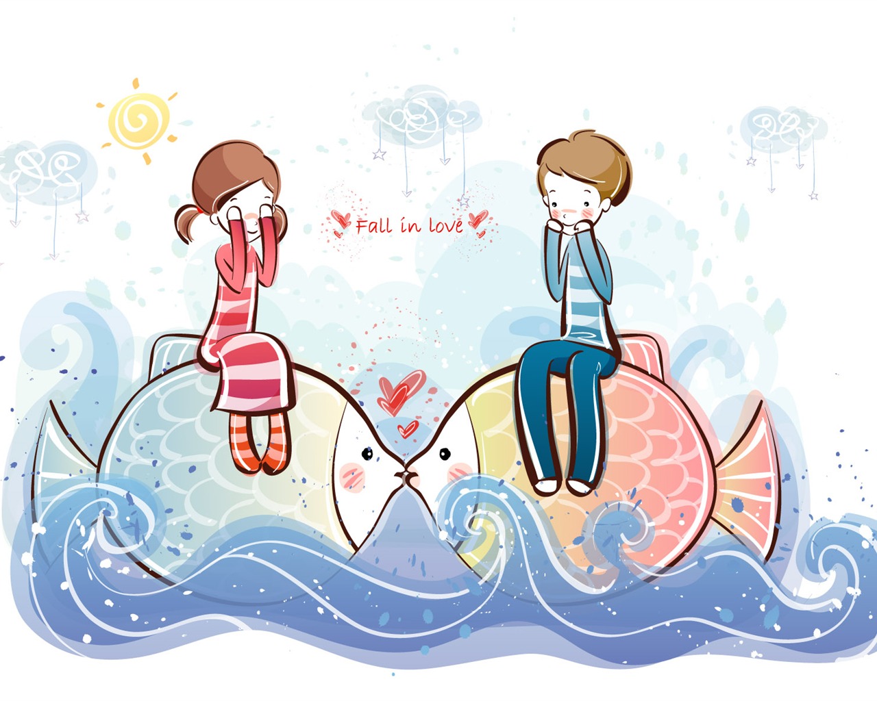 Cartoon Valentine's Day wallpapers (2) #7 - 1280x1024