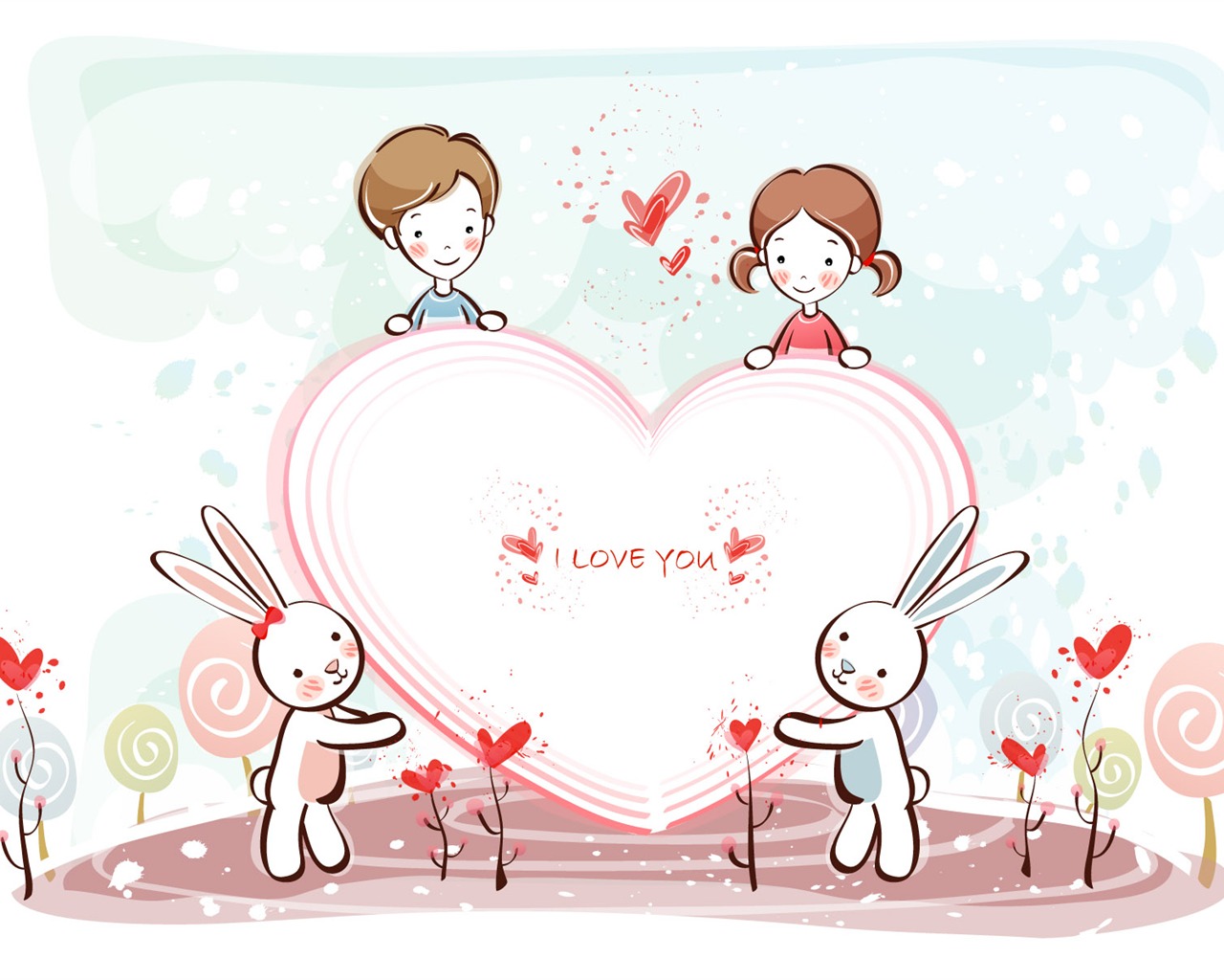 Cartoon Valentine's Day wallpapers (2) #13 - 1280x1024