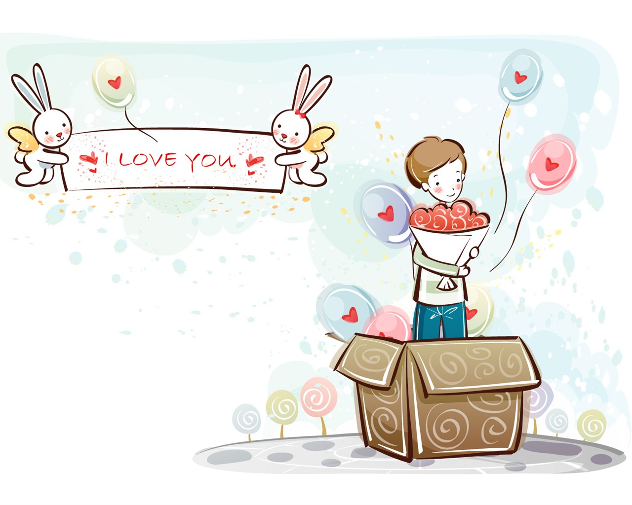 Cartoon Valentine's Day wallpapers (2) #14 - 1280x1024
