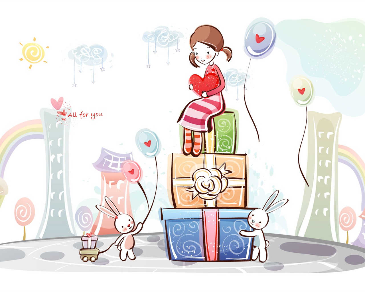 Cartoon Valentine's Day wallpapers (2) #15 - 1280x1024