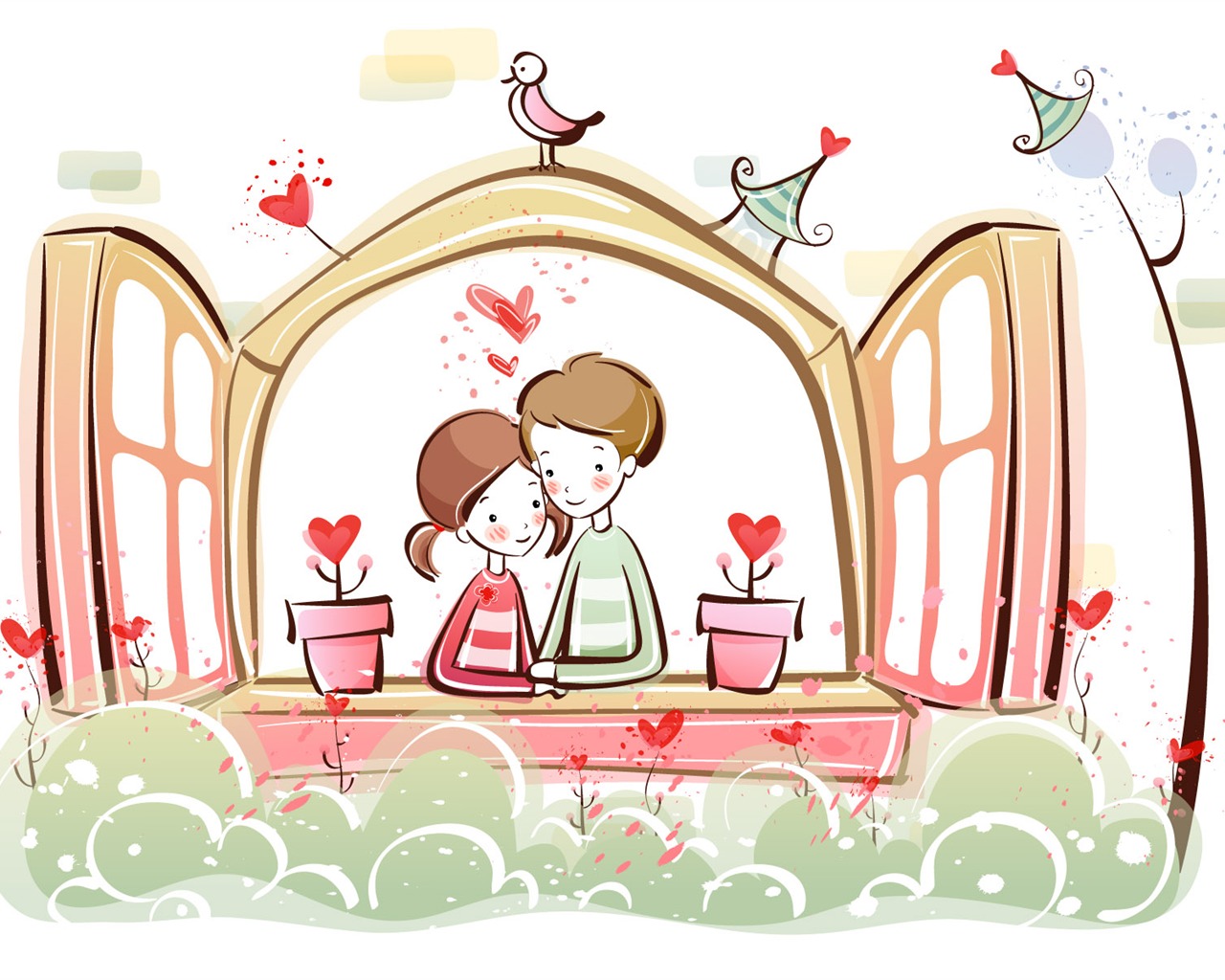 Cartoon Valentine's Day wallpapers (2) #19 - 1280x1024