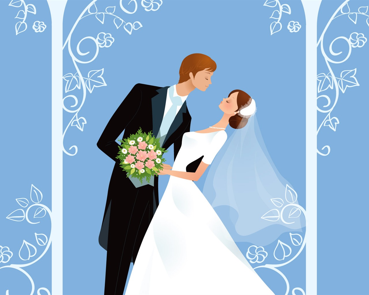 Vector mariée mariage papier peint (1) #1 - 1280x1024