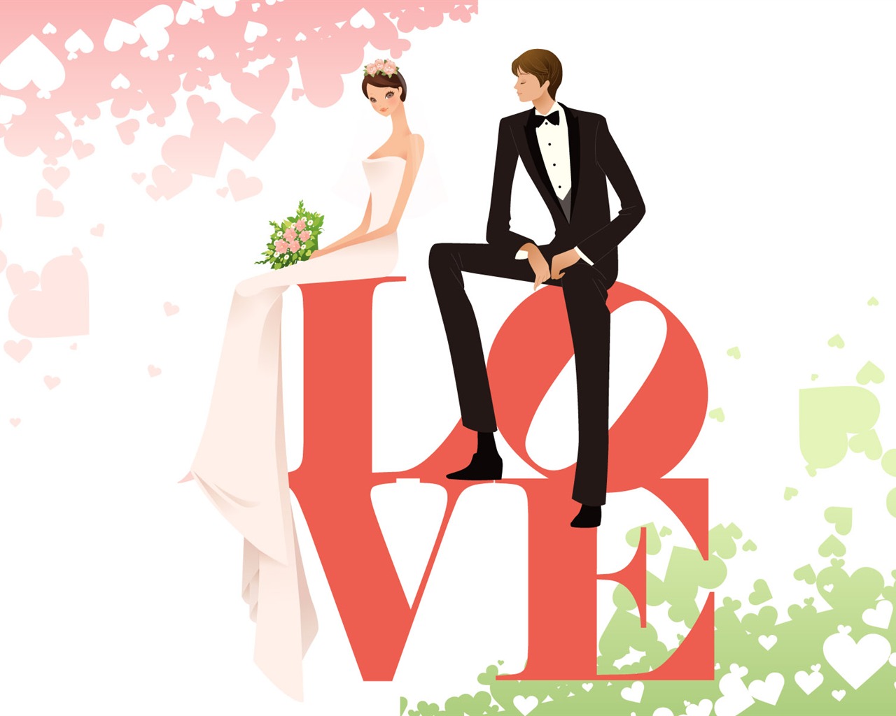 Vector wallpaper wedding bride (1) #4 - 1280x1024