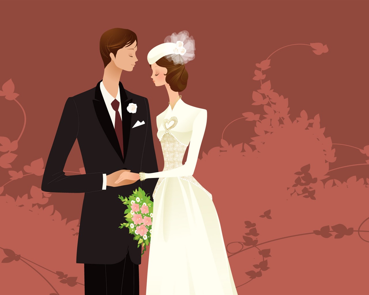 Vector mariée mariage papier peint (2) #5 - 1280x1024