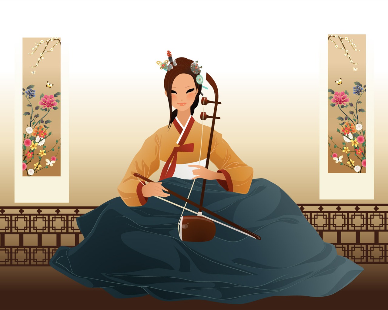 Vector wallpaper of Korean women (1) #5 - 1280x1024