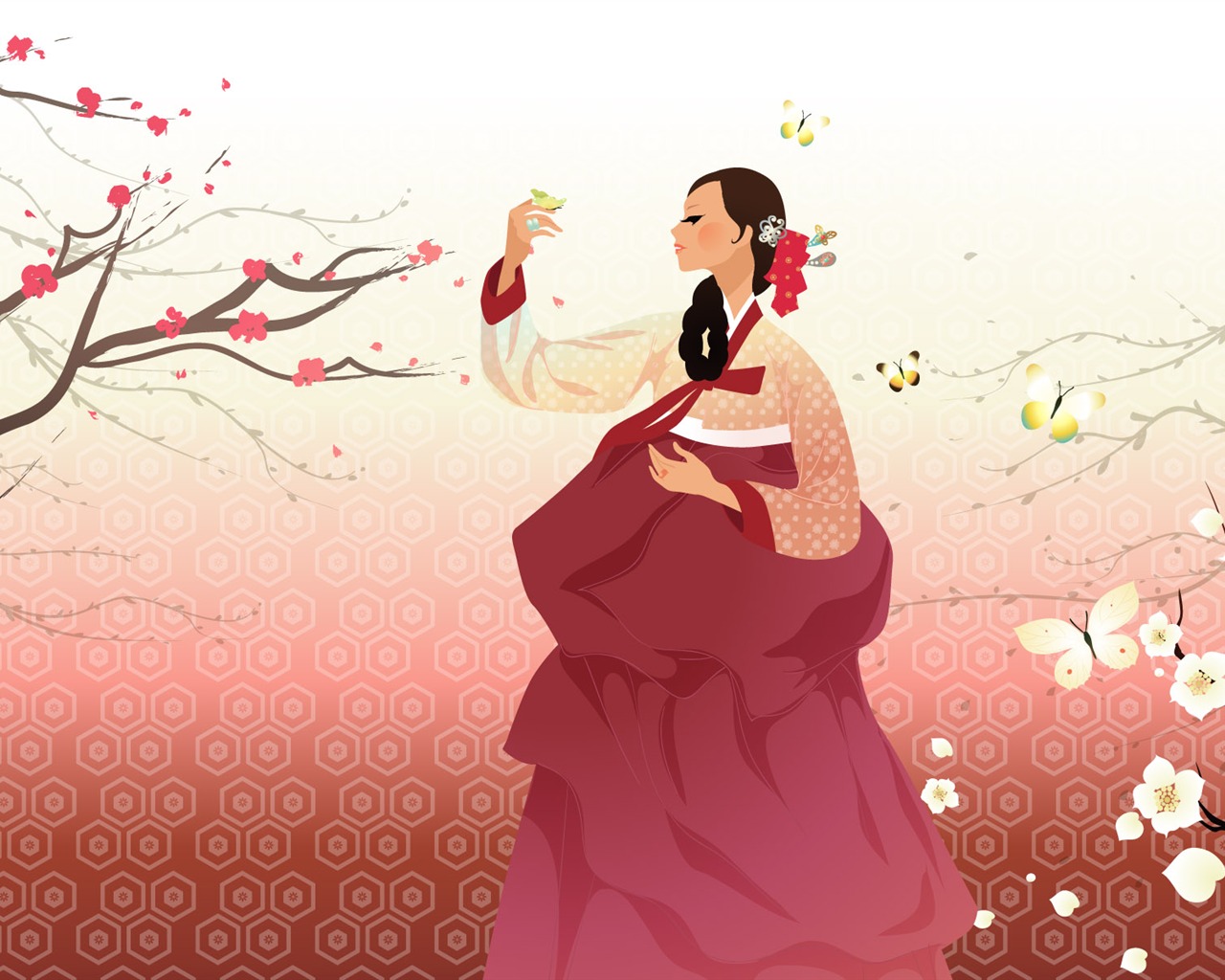 Vektorové wallpaper korejských žen (1) #17 - 1280x1024