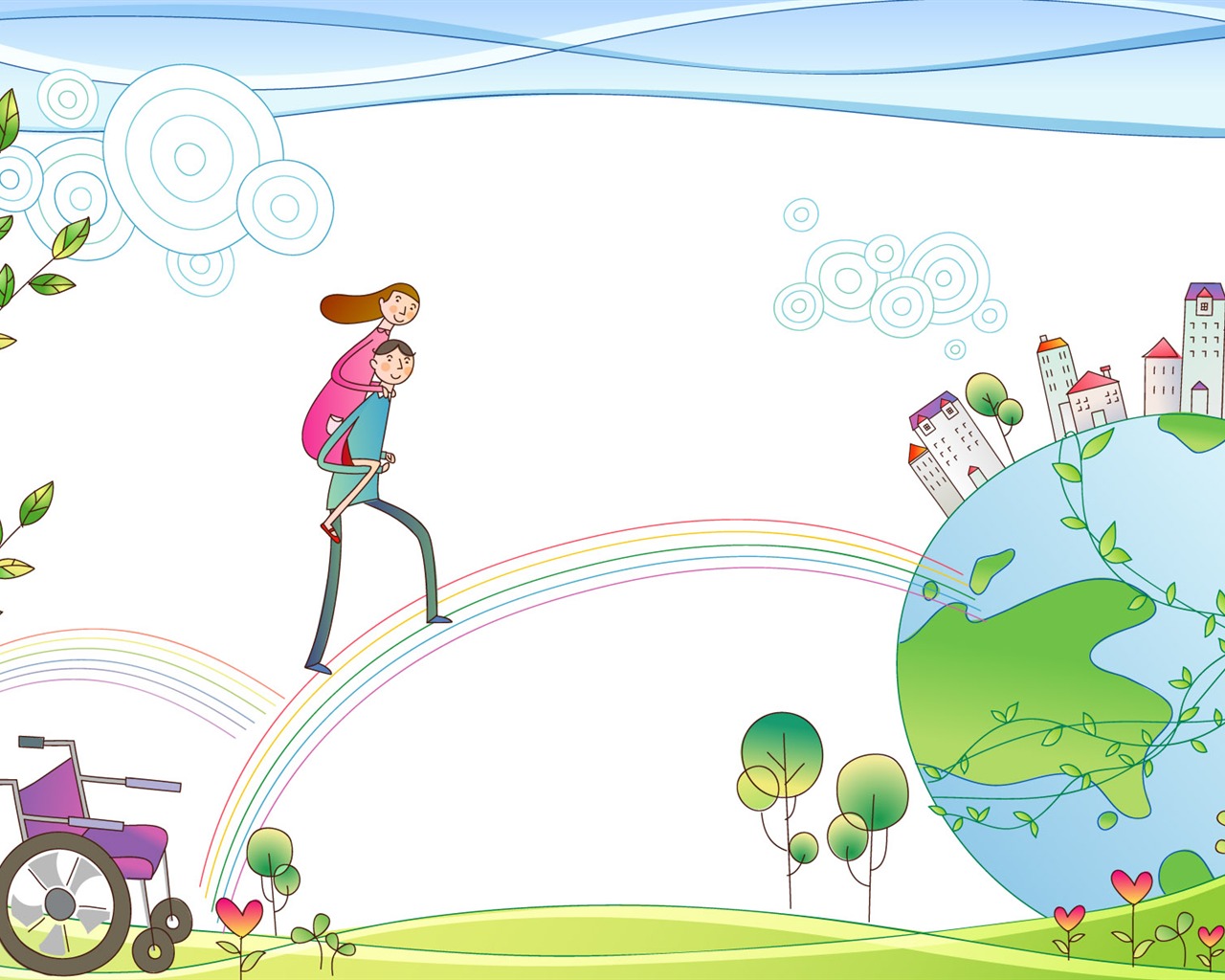 Vector cartoon lovers wallpaper (1) #6 - 1280x1024