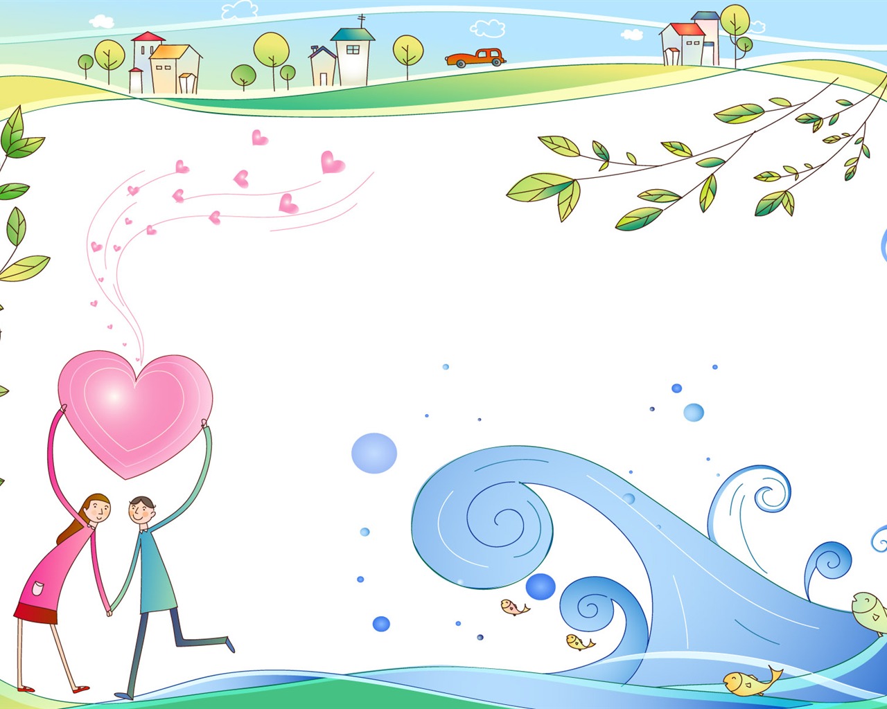 Cartoon Vector Lovers fond d'écran (1) #19 - 1280x1024