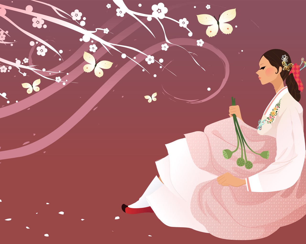 Vector wallpaper of Korean women (2) #3 - 1280x1024