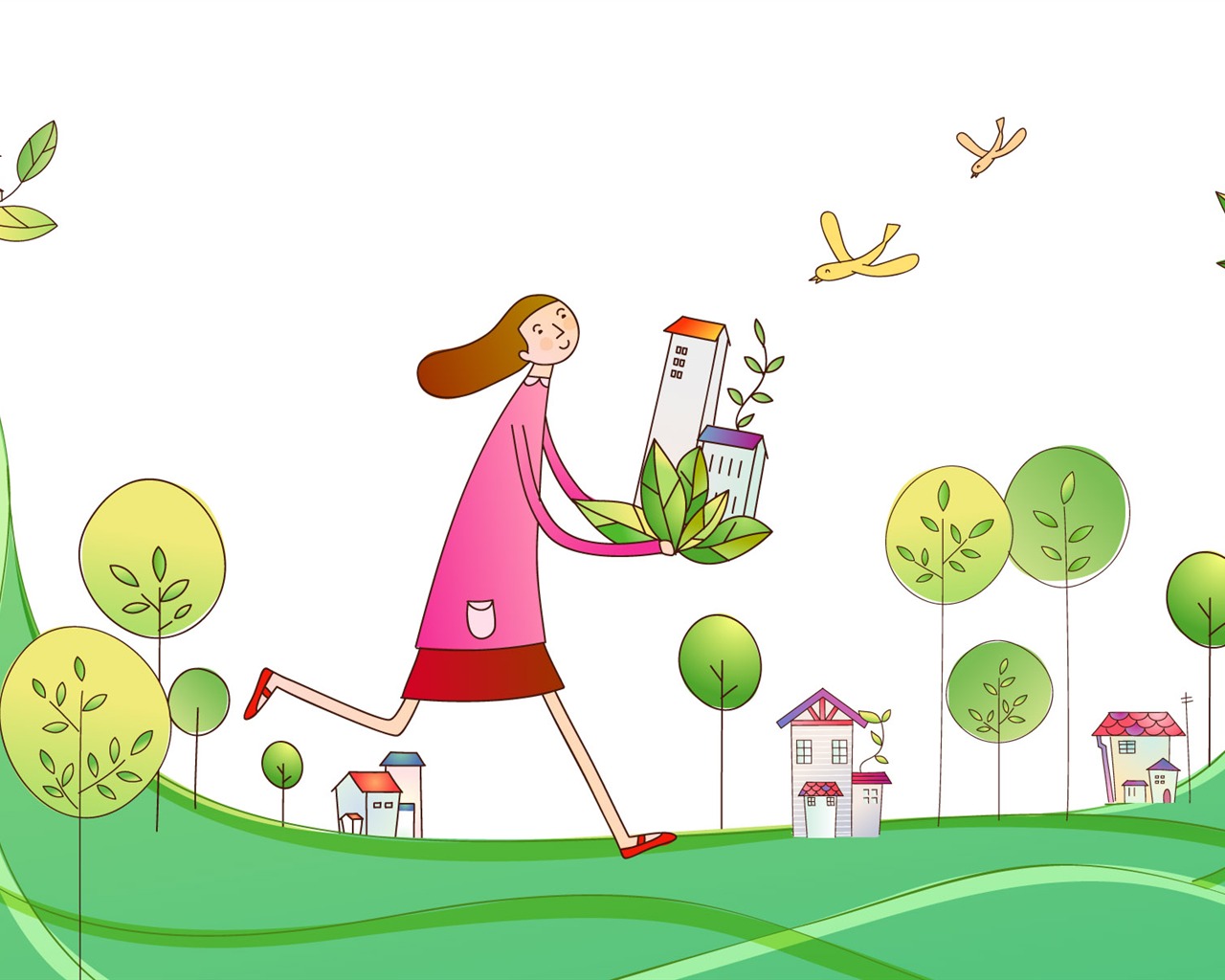 Vector cartoon lovers wallpaper (2) #17 - 1280x1024