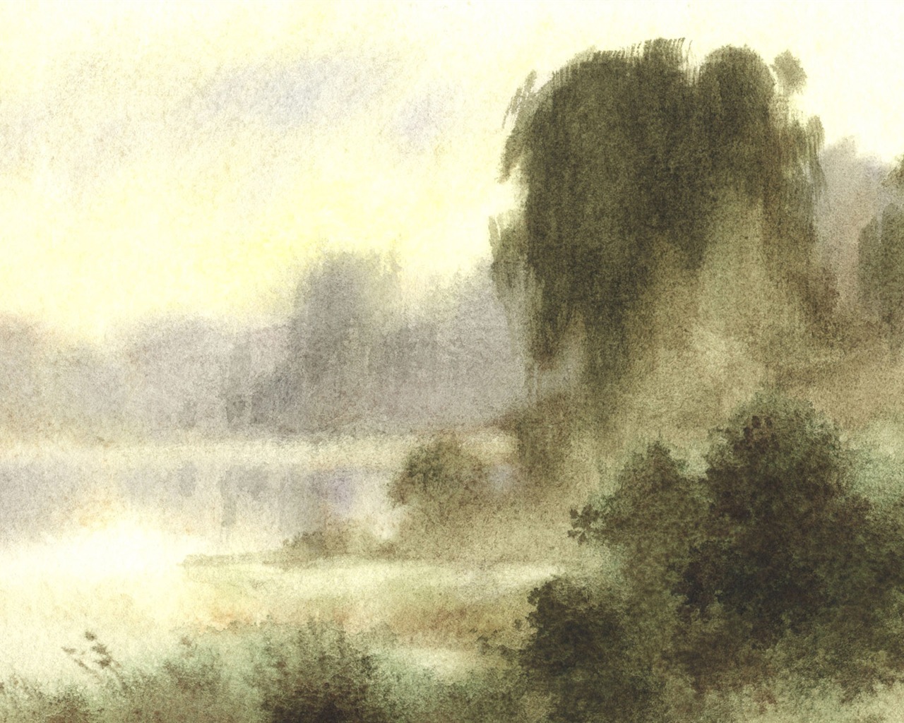 Watercolor landscape hand-painted wallpaper (1) #17 - 1280x1024