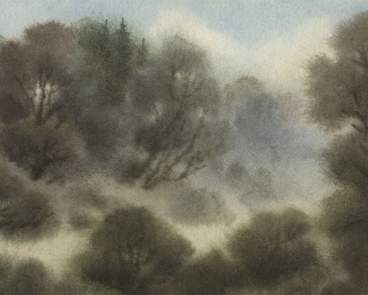 Watercolor landscape hand-painted wallpaper (2) #6 - 1280x1024