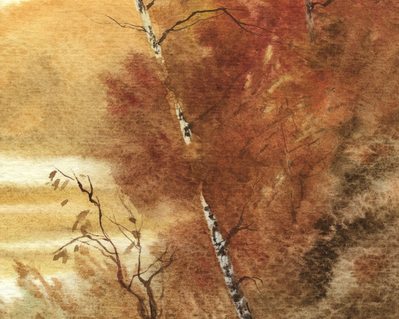 Aquarell-Landschaft handgemalten Tapeten (2) #7 - 1280x1024
