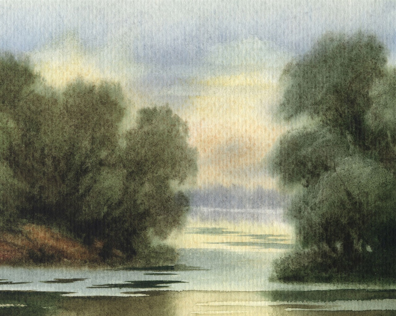 Watercolor landscape hand-painted wallpaper (2) #13 - 1280x1024