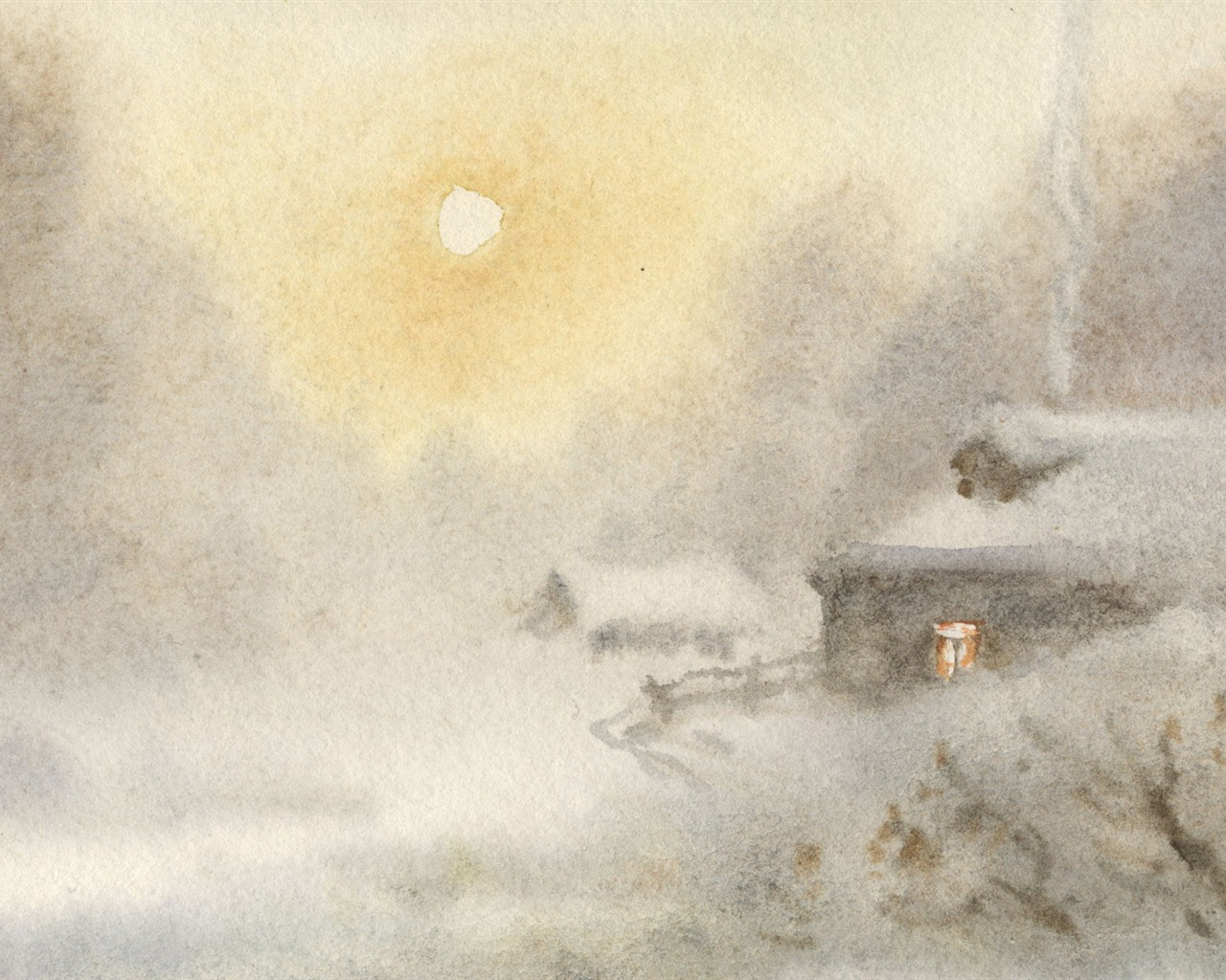 Watercolor landscape hand-painted wallpaper (2) #15 - 1280x1024