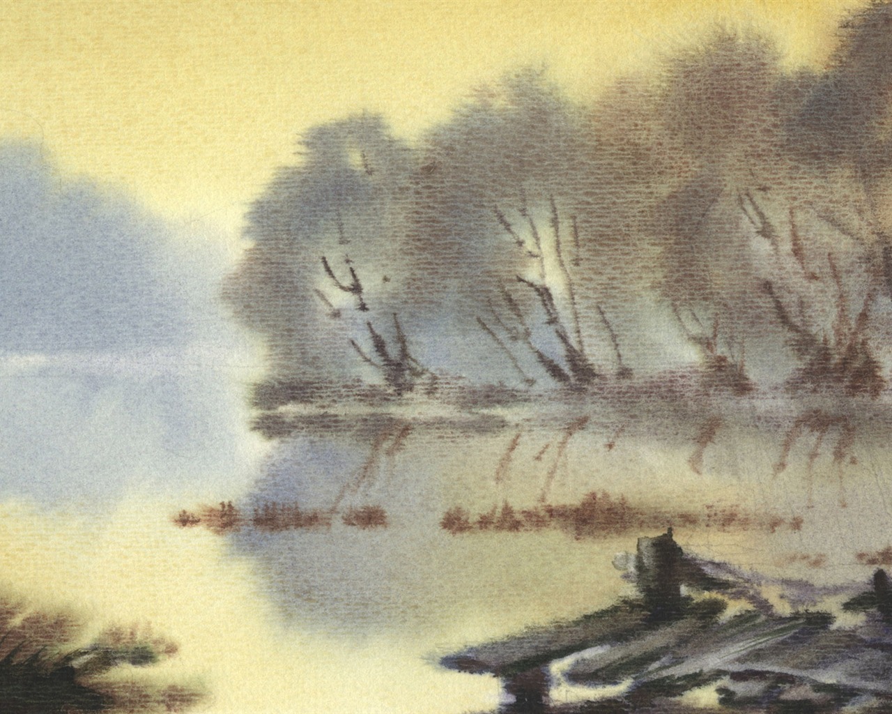 Watercolor landscape hand-painted wallpaper (2) #16 - 1280x1024