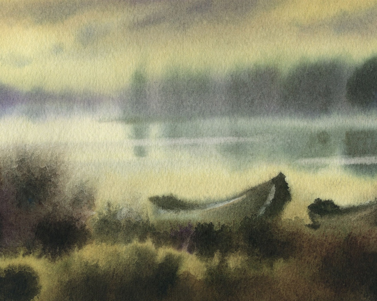 Watercolor landscape hand-painted wallpaper (2) #17 - 1280x1024