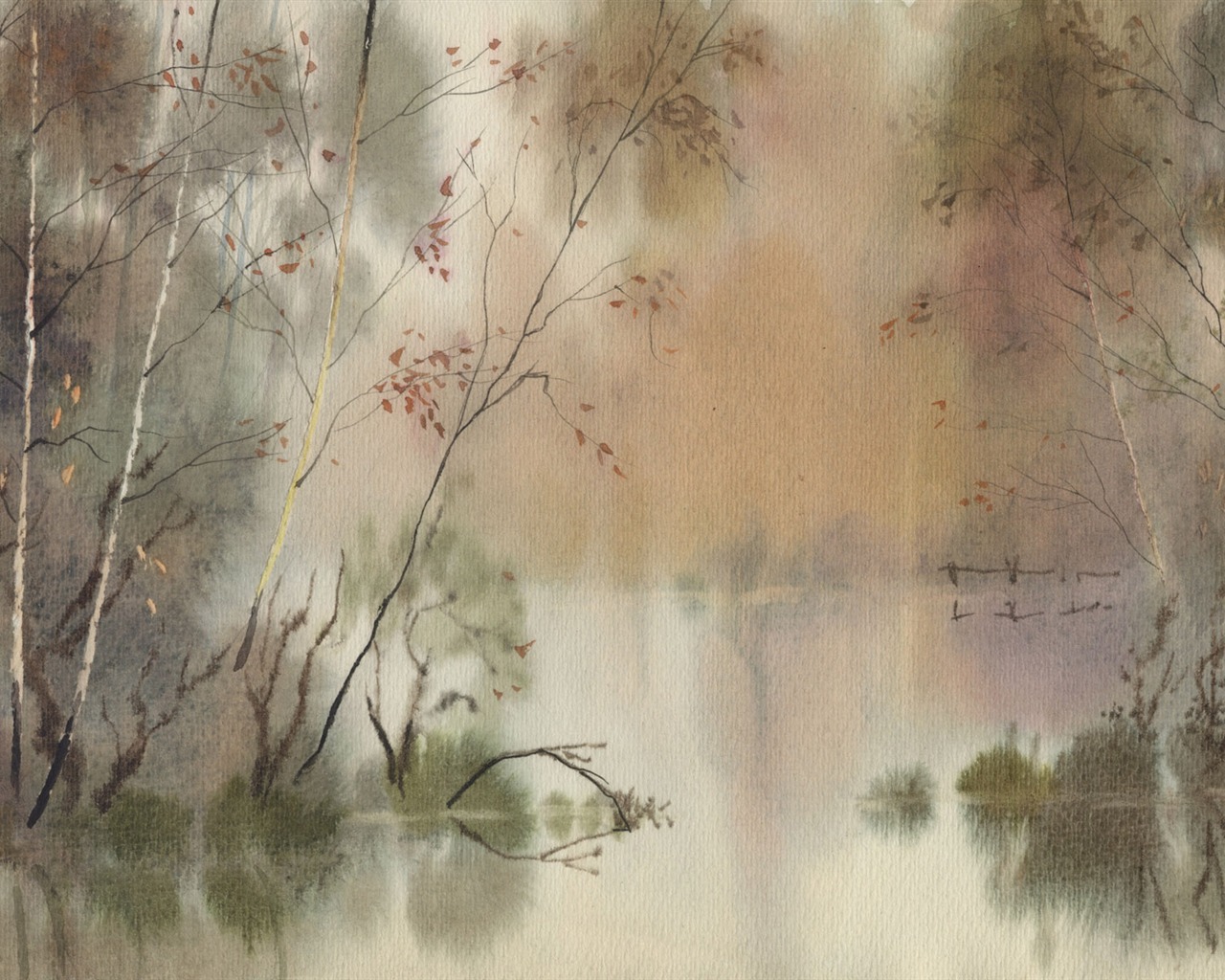 Watercolor landscape hand-painted wallpaper (2) #18 - 1280x1024